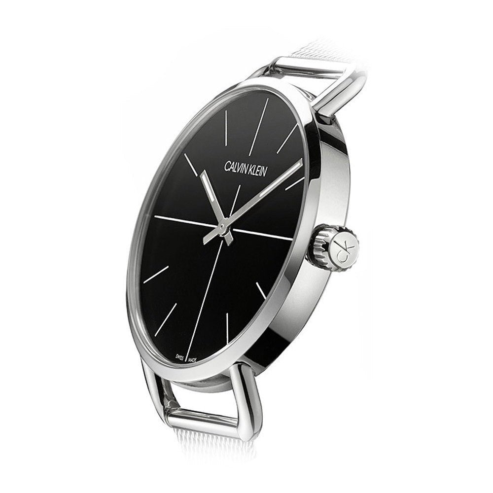 Calvin Klein Even Black Dial Silver Mesh Bracelet Watch for Women - K7B21121