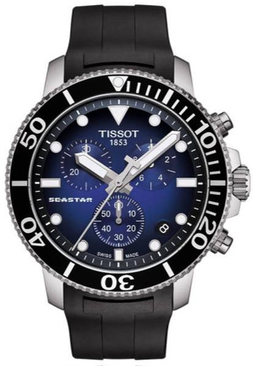 Tissot Seastar 1000 Chronograph Blue Dial Black Rubber Strap Watch For Men - T120.417.17.041.00