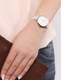 Fossil Jacqueline White Dial Pink Leather Strap Watch for Women - ES4303