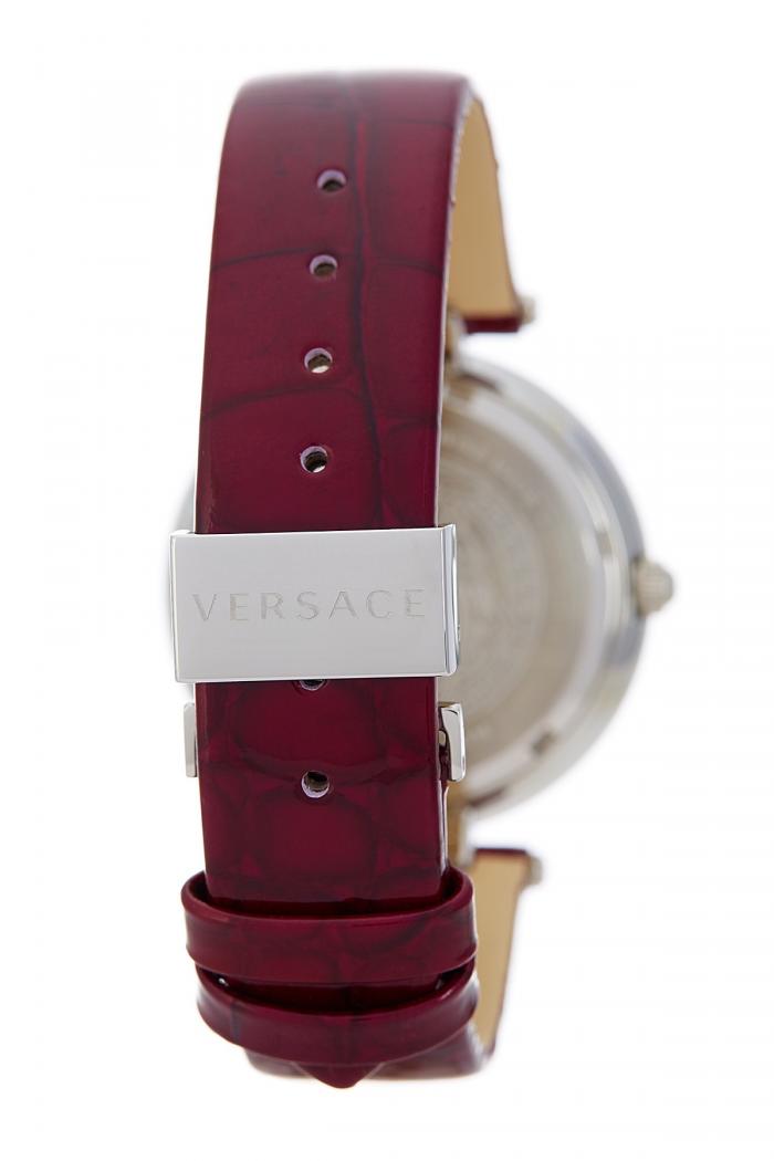 Versace Olympo Crystal Gleam White Dial Purple Leather Strap Watch for Women - VAN010016