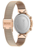 Hugo Boss Flawless Chronograph Silver Dial Gold Mesh Bracelet Watch for Women - 1502553