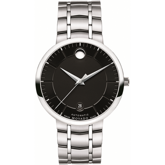 Movado 1881 Automatic Black Dial Silver Steel Strap Watch for Men - 606914