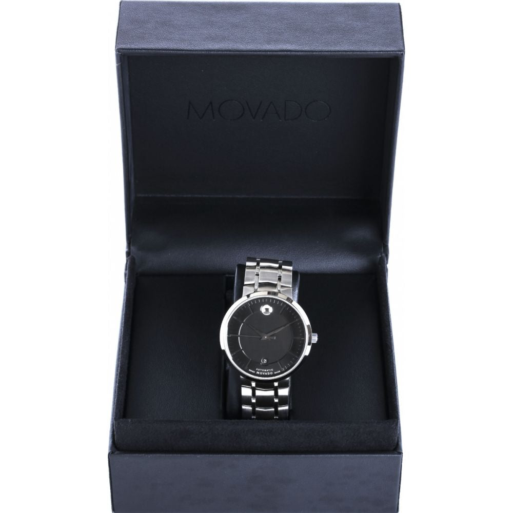 Movado 1881 Automatic Black Dial Silver Steel Strap Watch for Men - 606914