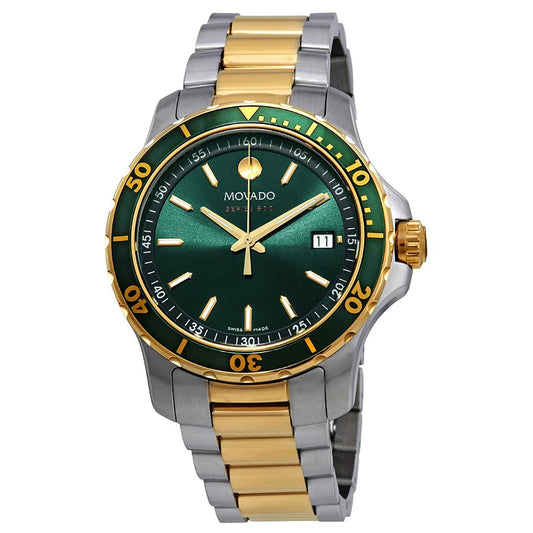 Movado Series 800 Green Dial Two Tone Steel Strap Watch for Men - 2600147