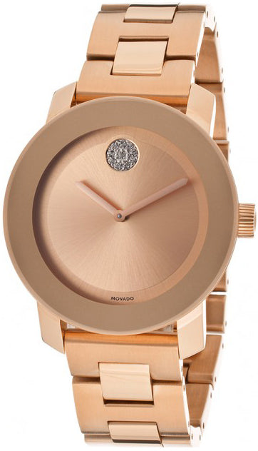 Movado Bold Rose Gold Dial Rose Gold Steel Strap Watch for Women - 3600086