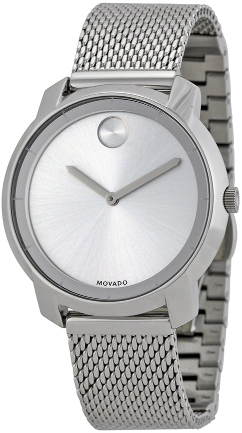 Movado Bold Silver Dial Silver Mesh Bracelet Watch For Men - 3600260