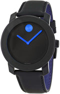 Movado Bold TR90 Black Dial Black Leather Strap Watch For Men - 3600307