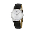 Movado Museum Silver Dial Black Leather Strap Watch For Women - 2100003