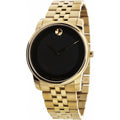 Movado Museum Black Dial Gold Steel Strap Watch For Men - 606997