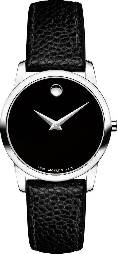 Movado Museum Classic Black Dial Leather 28mm Watch For Women - 0607015