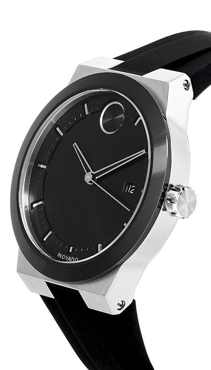 Movado Bold Fusion Black Dial Black Silicone Strap Watch for Men - 3600624