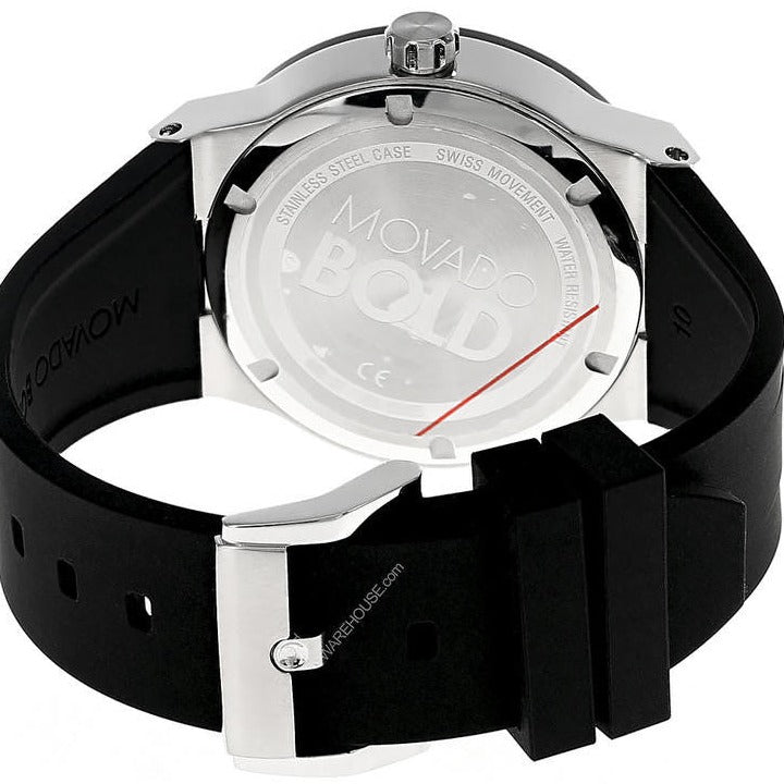 Movado Bold Fusion Black Dial Black Silicone Strap Watch for Men - 3600624