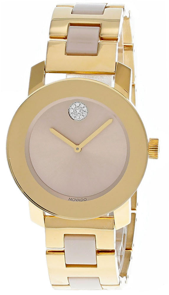 Movado Bold Beige Dial Two Tone Steel Strap Watch For Women - 3600640