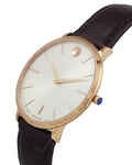 Movado Ultra Slim White Dial Brown Leather Strap Watch For Men - 0607089