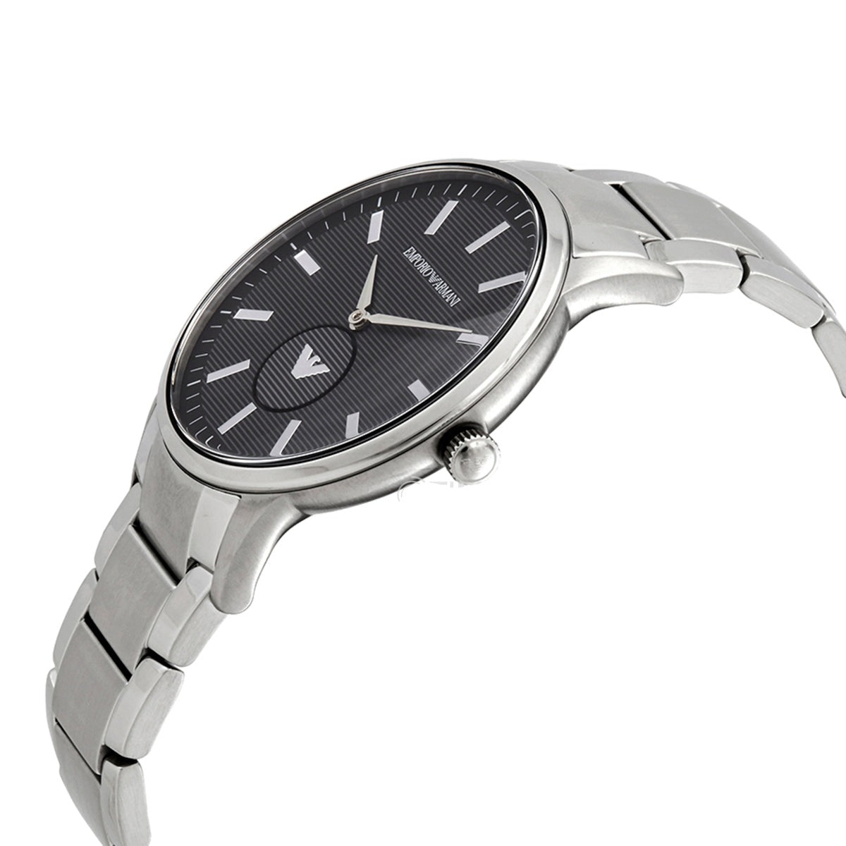 Emporio Armani Renato Quartz Black Dial Silver Steel Strap  Watch For Men - AR11118