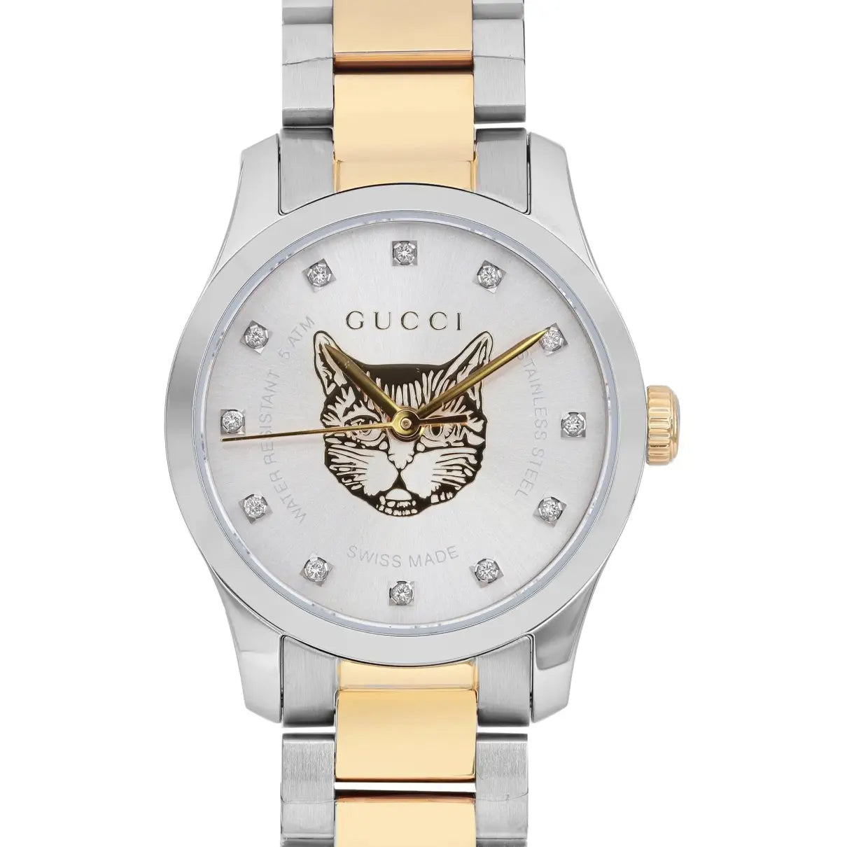 Gucci G Timeless Quartz Diamonds Silver Dial Two Tone Steel Strap Watch For Women - YA1265016