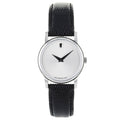 Movado Museum Silver Dial Black Leather Strap Watch For Women - 2100003