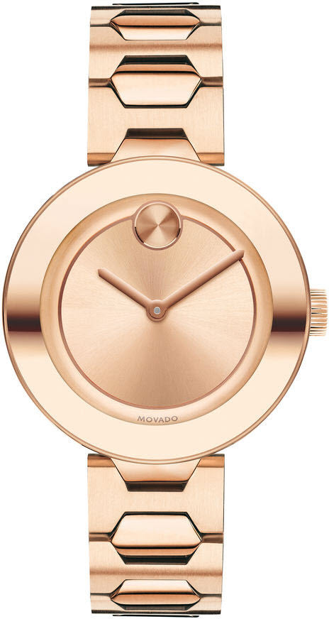 Movado Bold Rose Gold Dial Rose Gold Steel Strap Watch for Women - 3600387