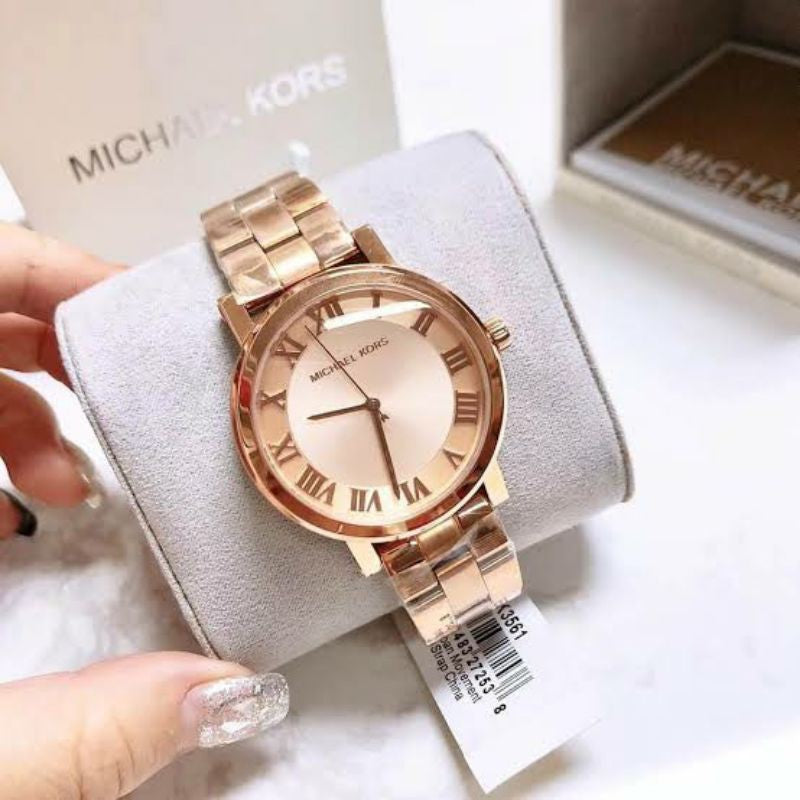 Michael Kors Norie Rose Gold Dial Rose Gold Steel Strap Watch for Women - MK3561