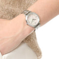 Michael Kors Cinthia White Mother of Pearl Dial Silver Steel Strap Watch for Women for Women - MK3641