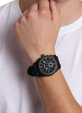 Fossil Machine Chronograph Black Dial Black Silicone Strap Watch for Men - FS4487