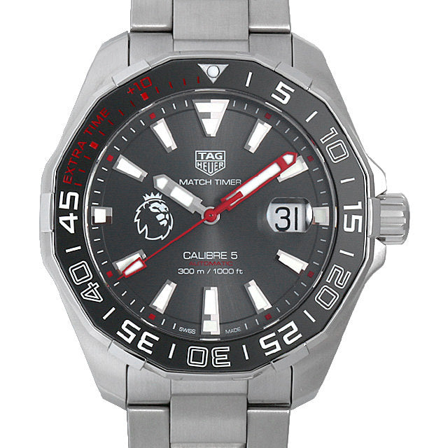 Tag Heuer Aquaracer Calibre 5 Premiere League Edition Silver Stainless Steel Black Dial Automatic Watch - WAY201D.BA0927