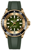 Breitling Superocean Automatic 42 Green Dial Green Rubber Strap Watch for Men - N17375201L1S1