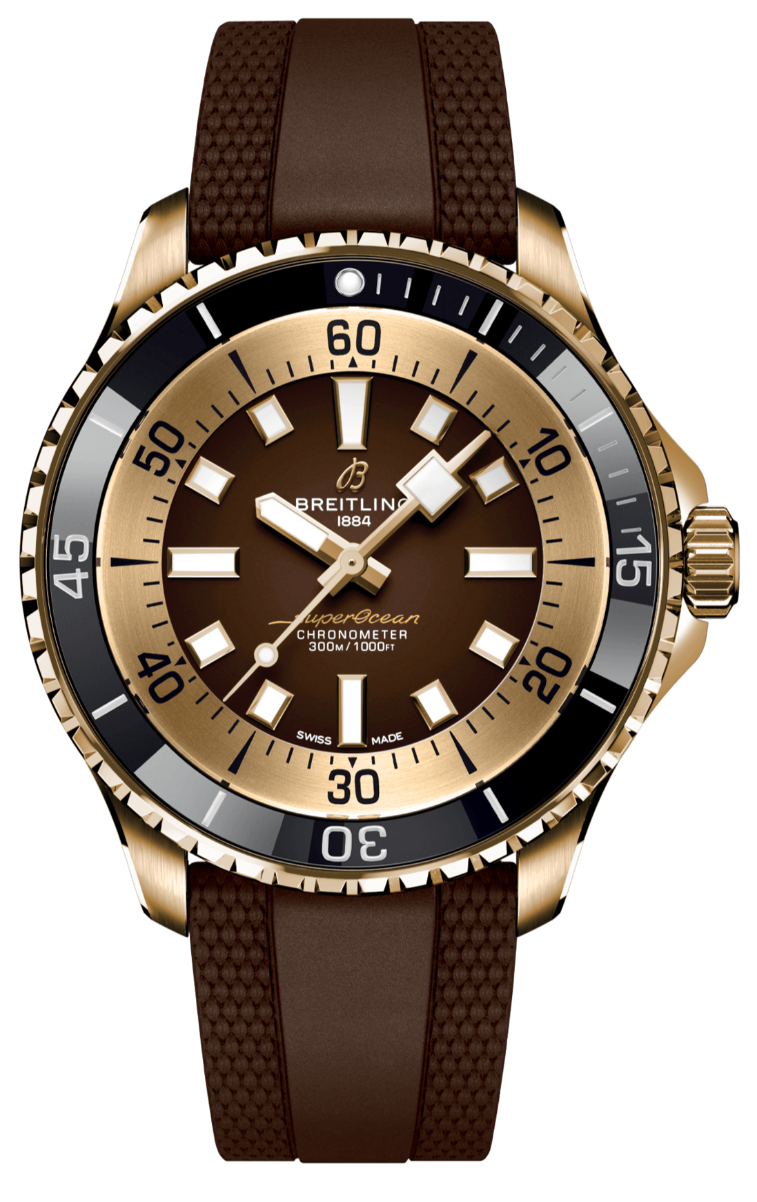 Breitling Superocean Automatic 44 Brown Dial Brown Rubber Strap Watch for Men - N17376201Q1S1