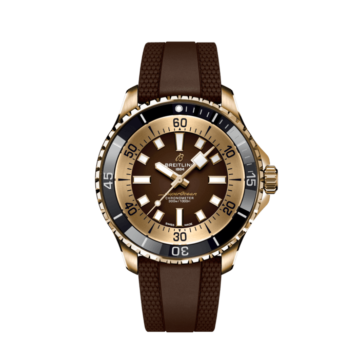 Breitling Superocean Automatic 44 Brown Dial Brown Rubber Strap Watch for Men - N17376201Q1S1