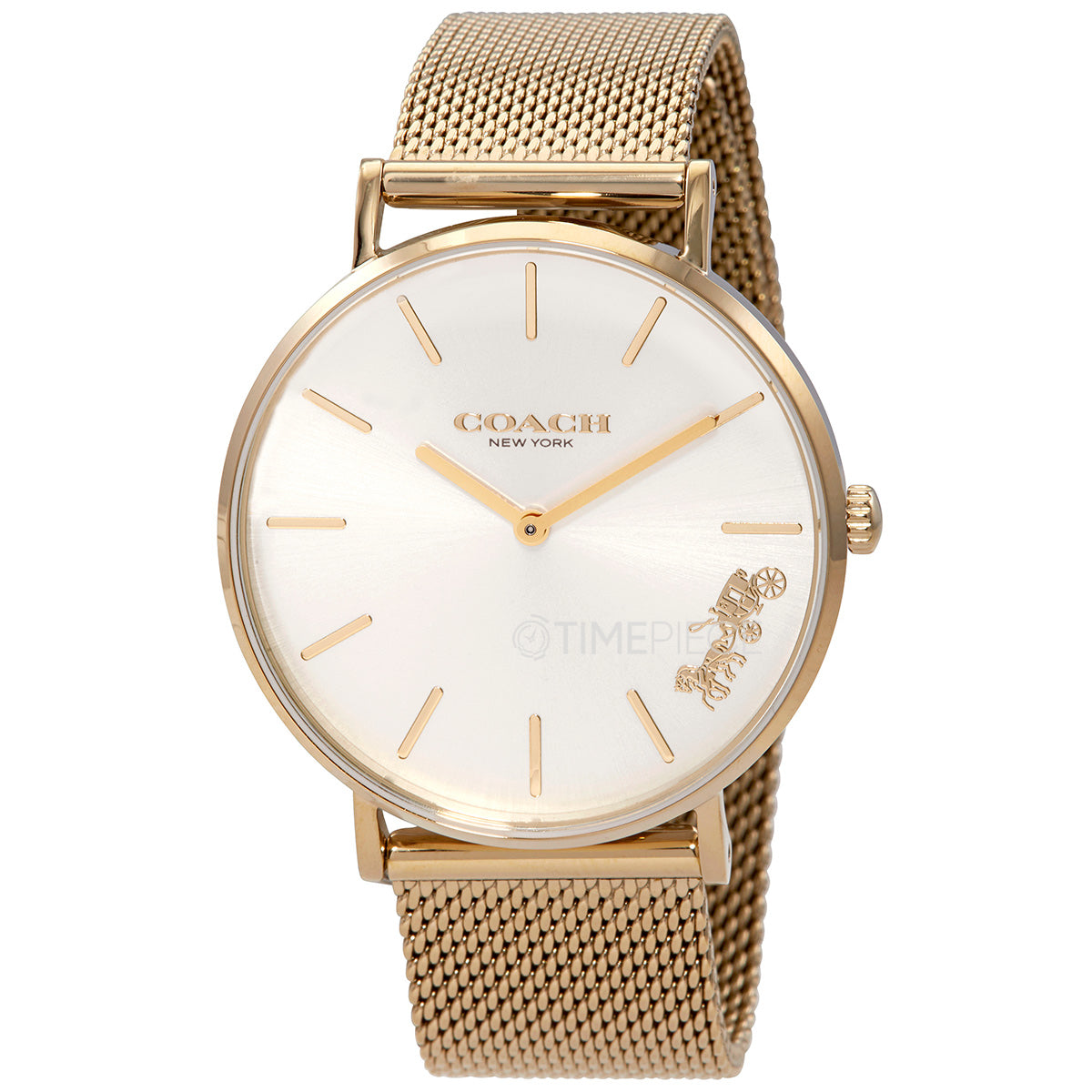 Coach Perry White Dial Gold Mesh Bracelet Watch for Women - 14503125