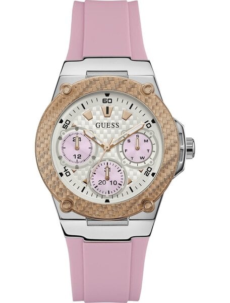 Guess Zena Quartz White Dial Pink Rubber Strap Watch For Women - W1094L4