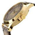 Gucci G Timeless Bee Motif Quartz Brown Dial Brown Leather Strap Watch For Men - YA1264068