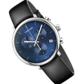 Calvin Klein Chronograph Blue Dial Black Leather Strap Watch for Men - K8Q371CN