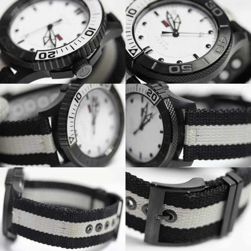 Gucci G Timeless XL White Dial Two Tone NATO Strap Watch For Men - YA126243