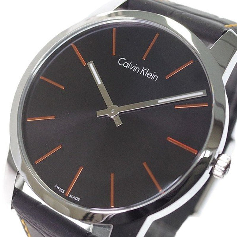 Calvin Klein City Black Dial Black Leather Strap Watch for Men - K2G211C1