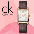 Calvin Klein Window White Dial Brown Leather Strap Watch for Women - K2M23620