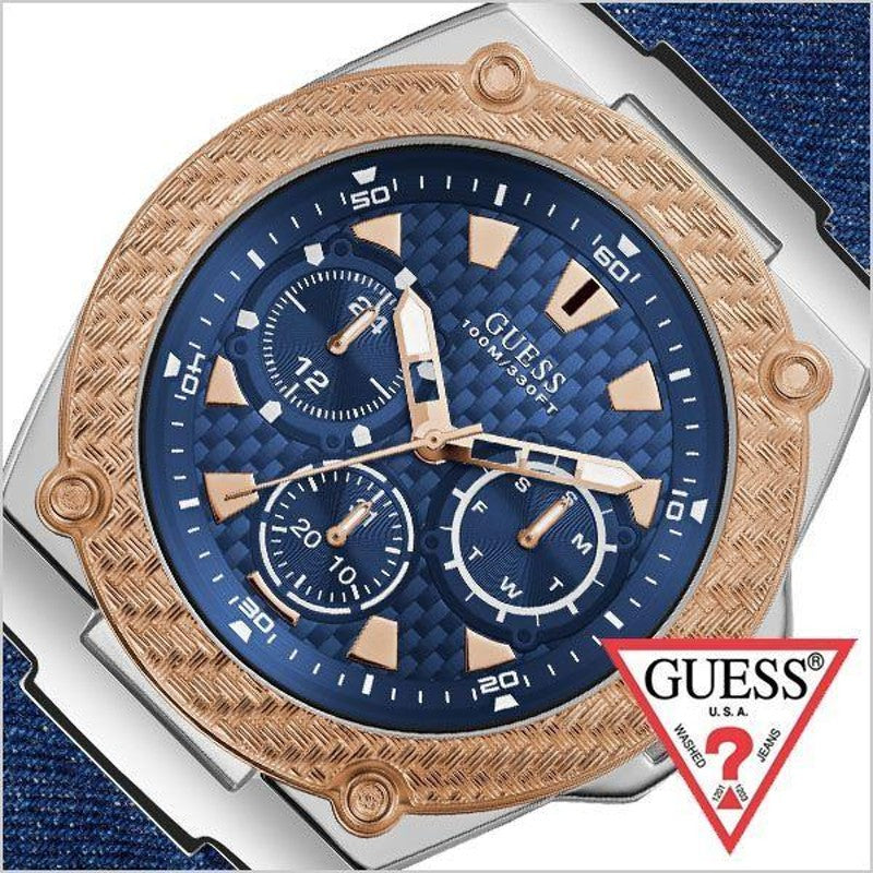 Guess Legacy Analog Blue Dial Blue Denim Strap Watch for Men - W1058G1