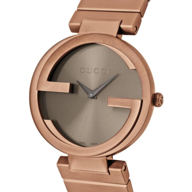 Gucci Interlocking G Quartz Brown Dial Brown Steel Strap Watch for Women -  YA133317