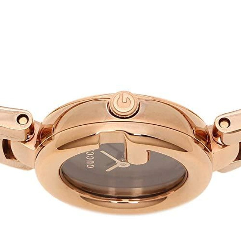 Gucci Guccissima Quartz Black Dial Rose Gold Steel Strap Watch For Women - YA134509