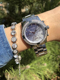 Guess Confetti Diamonds Blue Dial Silver Steel Strap Watch for Women - W0774L6