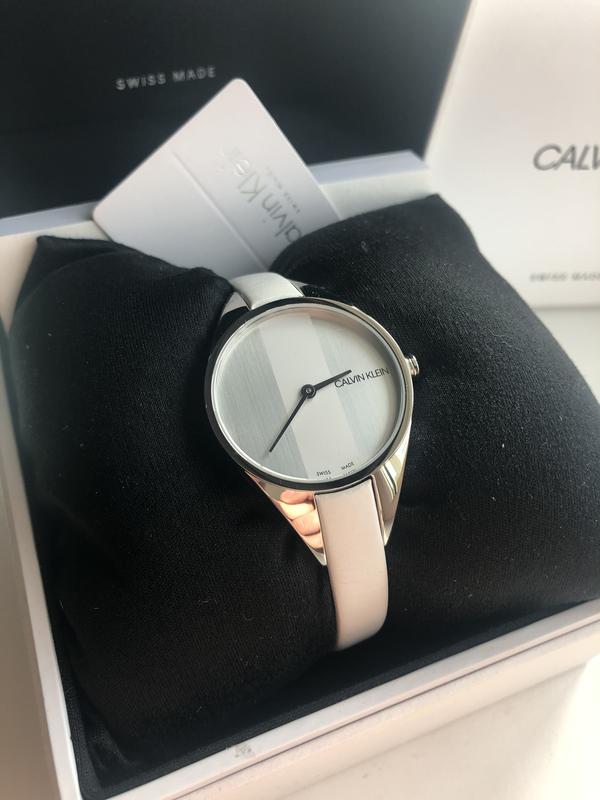 Calvin Klein Rebel White Dial White Leather Strap Watch for Women - K8P231L6