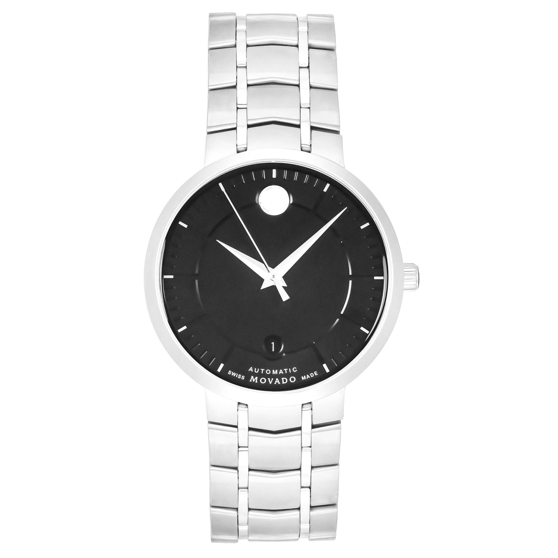 Movado 1881 Automatic Black Dial Silver Steel Strap Watch for Men - 606914