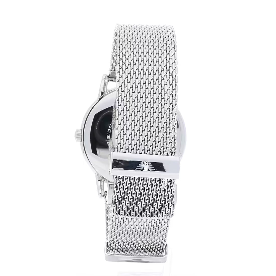 Emporio Armani Luigi Quartz Grey Dial Silver Mesh Bracelet Watch For Men - AR11069