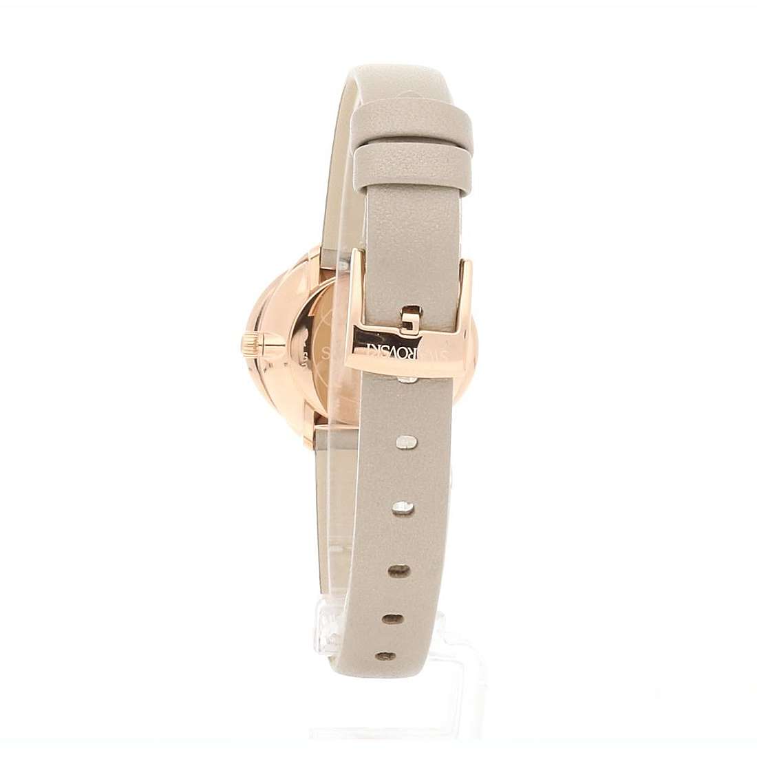 Swarovski Crystal Flower Grey Dial Grey Leather Strap Watch for for Women - 5552424