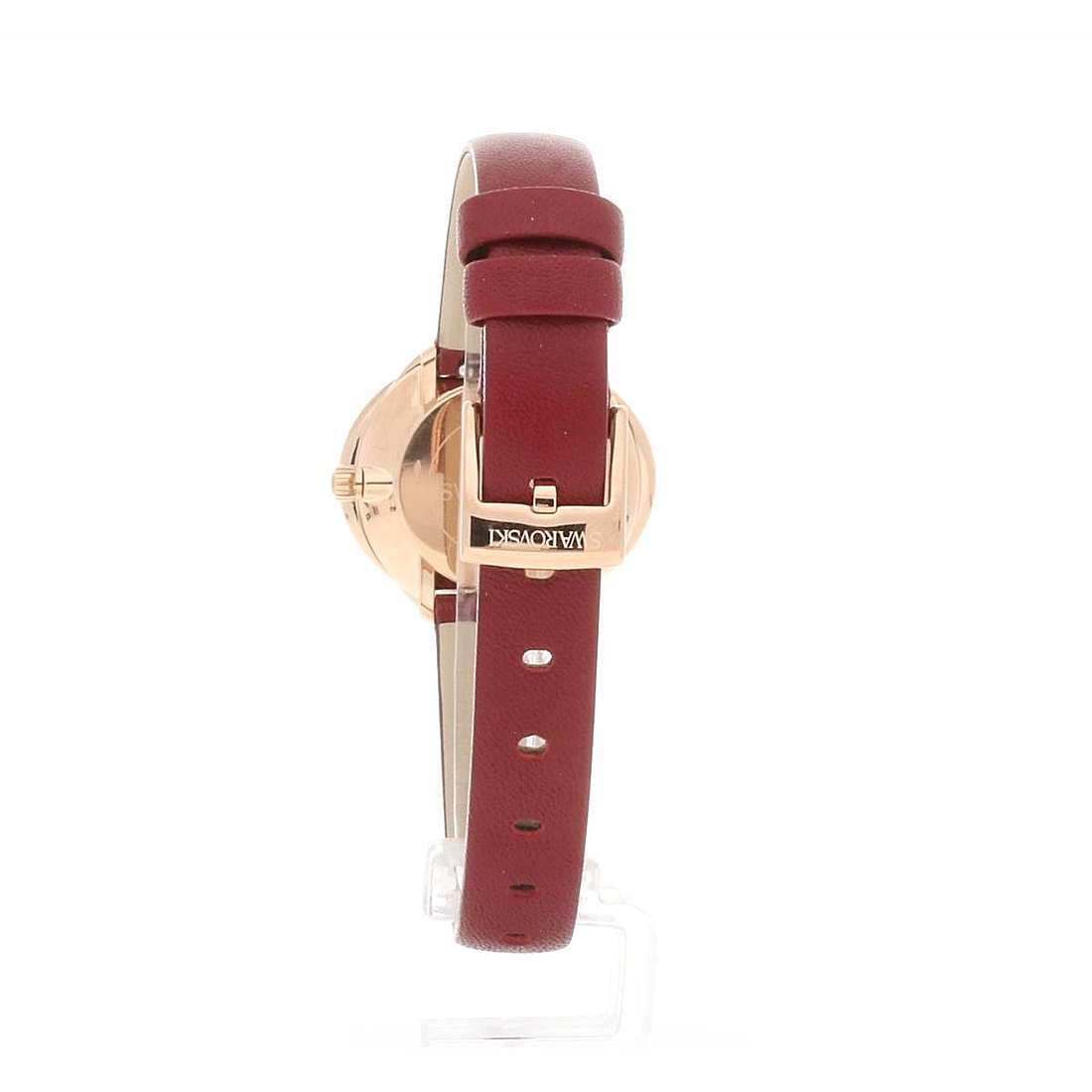 Swarovski Crystal Flower Red Dial Red Leather Strap Watch for Women - 5552780