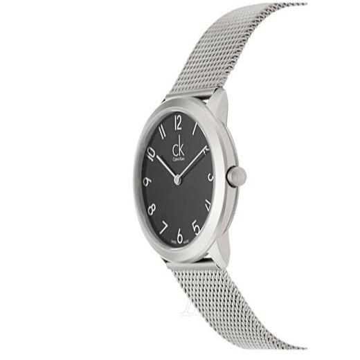 Calvin Klein Minimal Black Dial Silver Mesh Bracelet Watch for Women - K3M52151