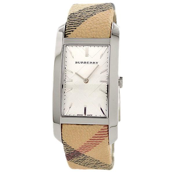 Burberry The Pioneer Silver Dial Haymarket Beige Leather Strap Watch for Women - BU9406