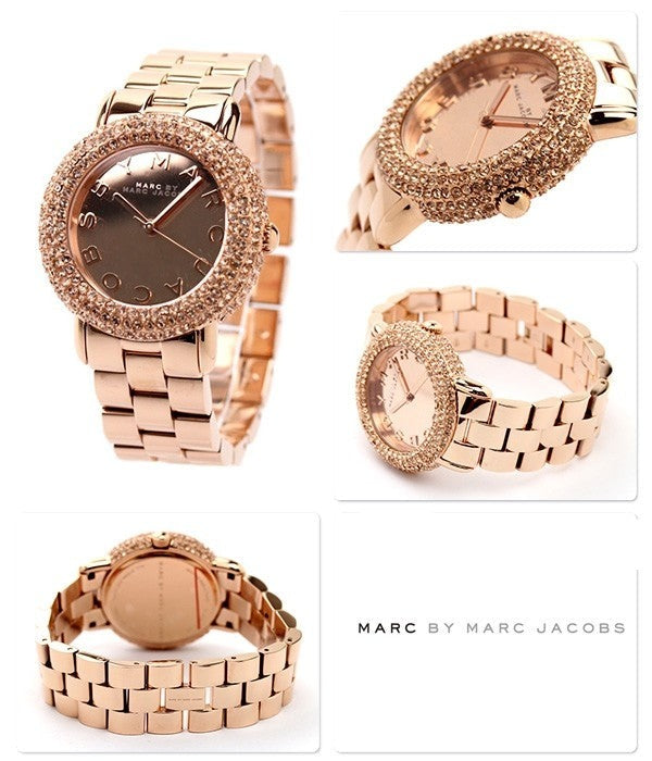 Marc Jacobs Marci Crystal Rose Gold Dial Rose Gold Stainless Steel Strap Watch for Women - MBM3192