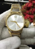 Calvin Klein Stately White Dial Gold Steel Strap Watch for Women - K3G2352W