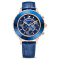 Swarovski Octea Lux Chrono Blue Dial Blue Leather Strap Watch for Women - 5563480